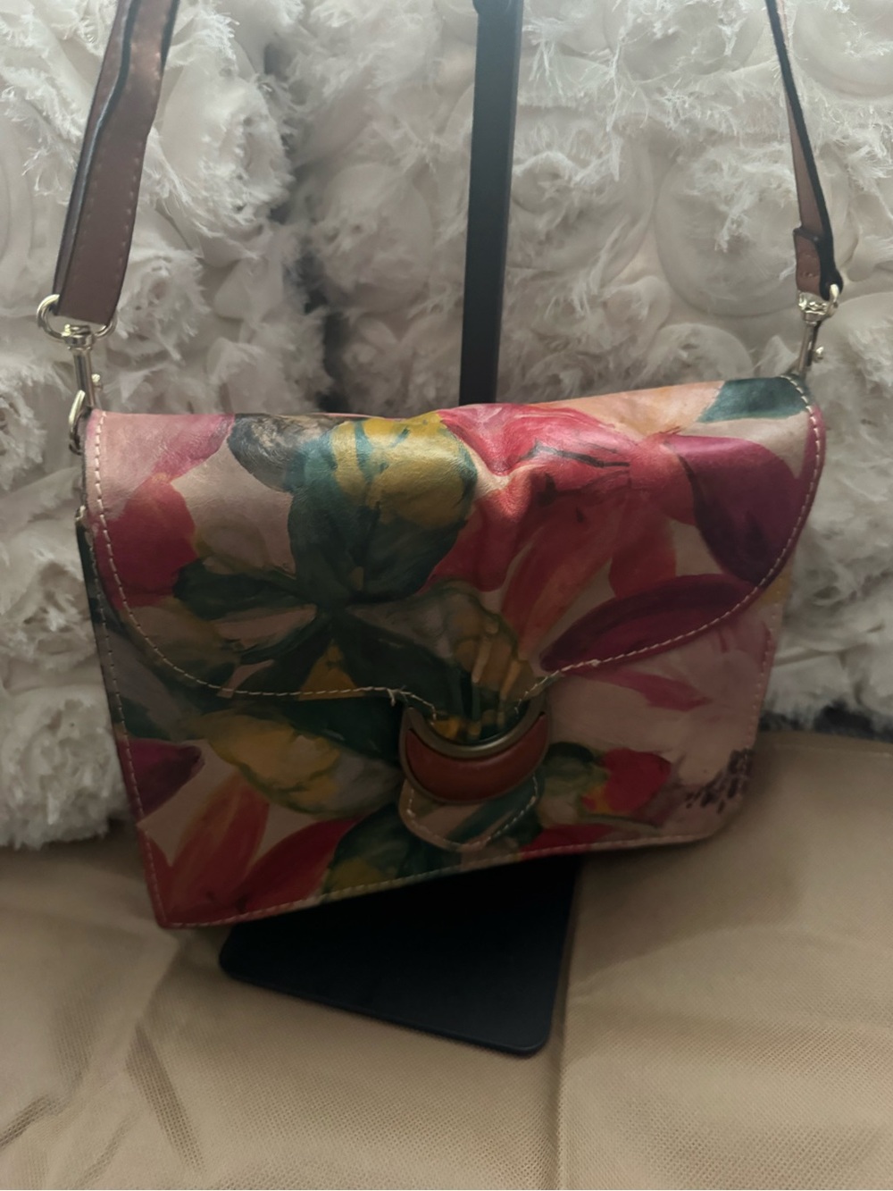 Vintage Patricia Nash Van Sannio Tri Spring Multi Floral Italian Leather Bag - Picture 5 of 12